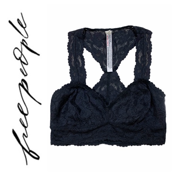 Int Free People Galloon Lace Racerback Bra Black - Picture 3 of 10